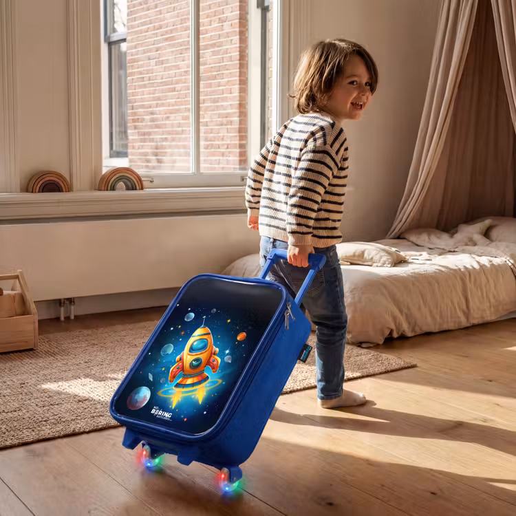Kinderkoffer - Blauw - Oranje raket in de sterrenhemel — 3