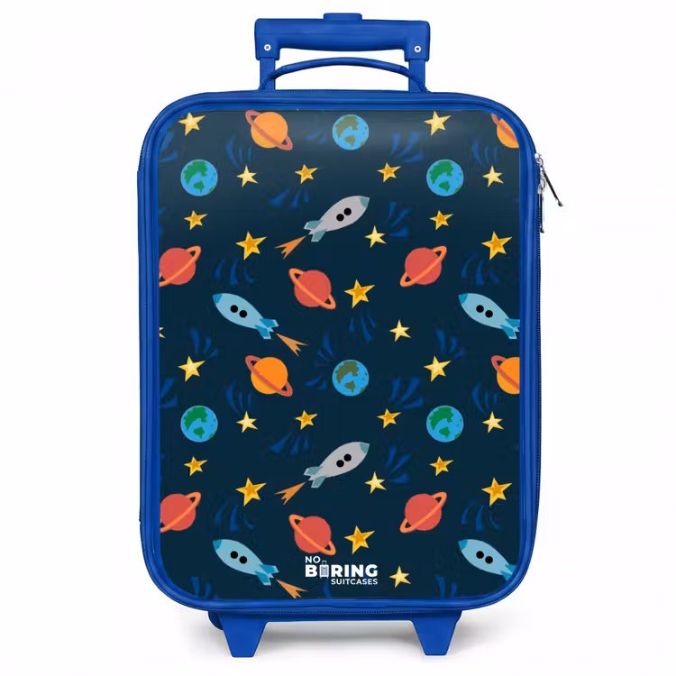 Kinderkoffer - Blauw - Patroon van raketten en planeten — 1