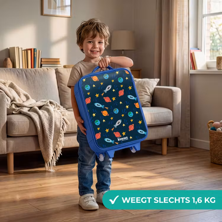 Kinderkoffer - Blauw - Patroon van raketten en planeten — 2