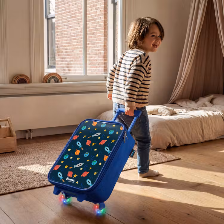Kinderkoffer - Blauw - Patroon van raketten en planeten — 3