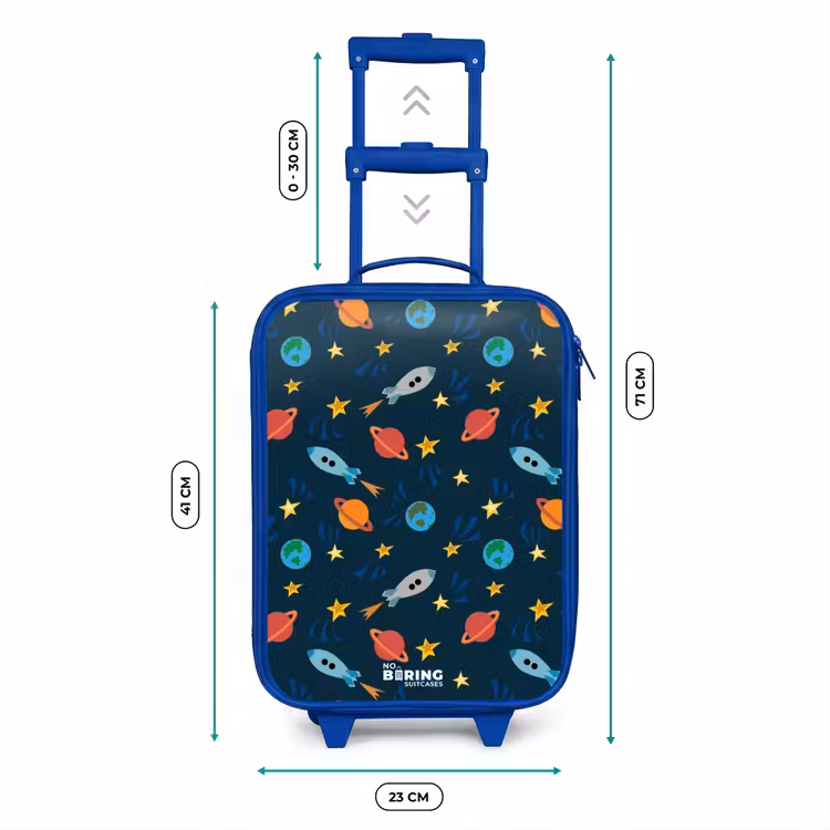Kinderkoffer - Blauw - Patroon van raketten en planeten — 6