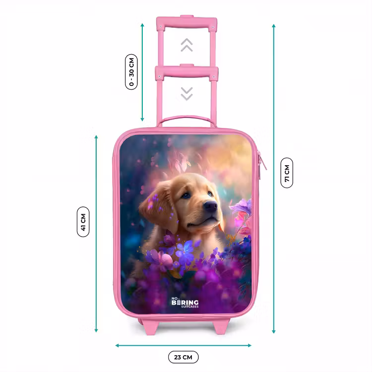 Kinderkoffer - Roze - Jonge hond tussen felgekleurde bloemen — 6