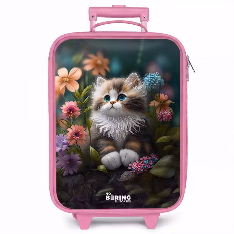 Kinderkoffer - Roze - Kitten tussen bloemen — 1