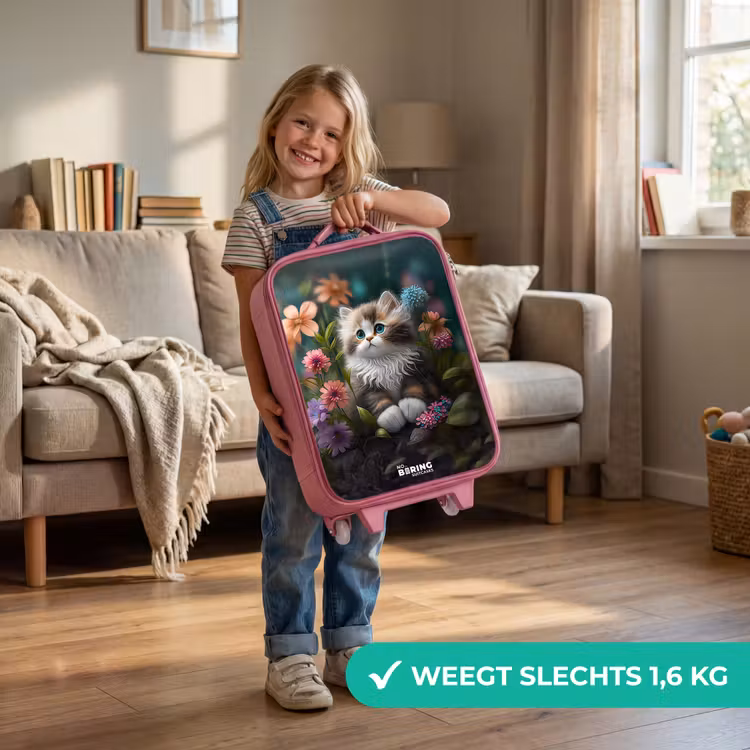 Kinderkoffer - Roze - Kitten tussen bloemen — 2