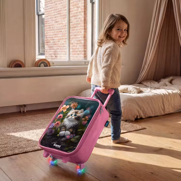 Kinderkoffer - Roze - Kitten tussen bloemen — 3