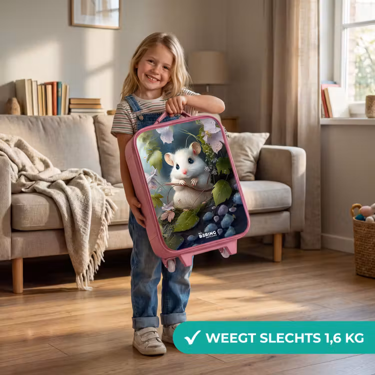 Kinderkoffer - Roze - Muisje omringd door bladeren — 2