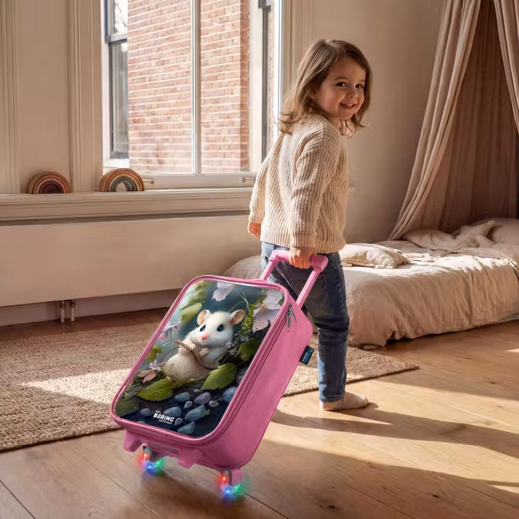 Kinderkoffer - Roze - Muisje omringd door bladeren — 3