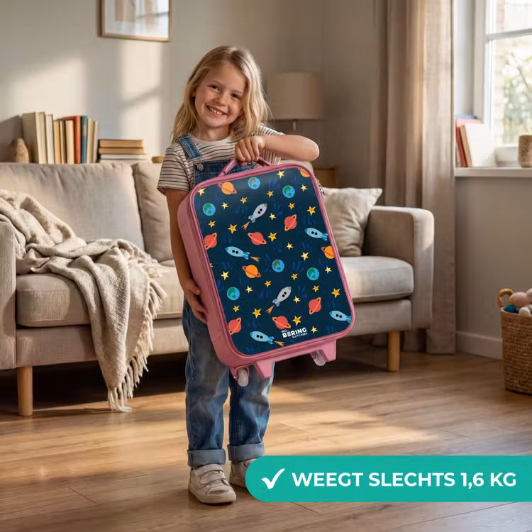 Kinderkoffer - Roze - Patroon van raketten en planeten — 2