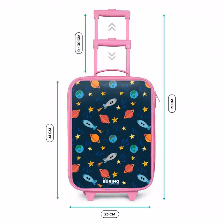 Kinderkoffer - Roze - Patroon van raketten en planeten — 6