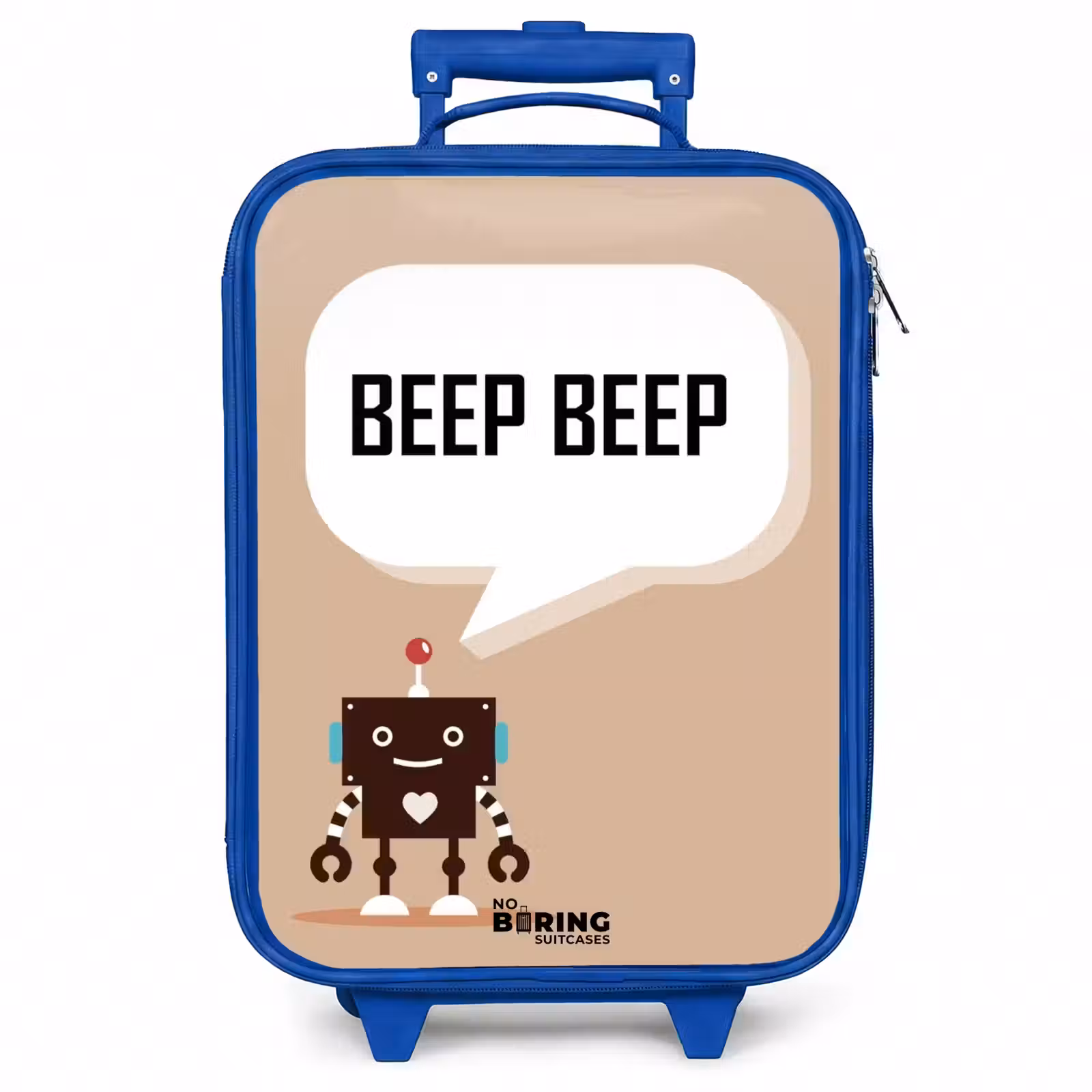 Kinderkoffer - Blauw - Donkerbruine robot met een tekst — 1