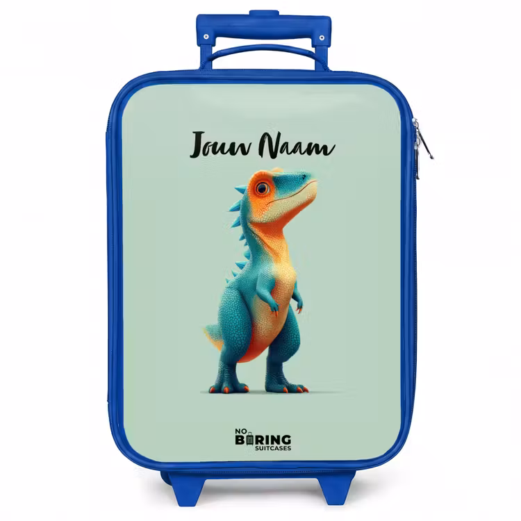 Kinderkoffer - Blauw - Dino - Dier - Groen - Oranje — 1