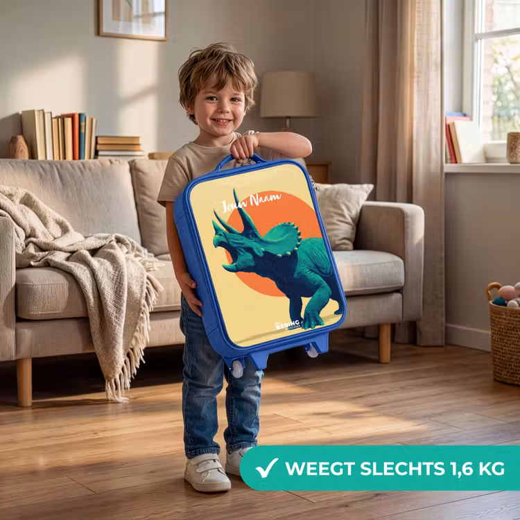 Kinderkoffer - Blauw - Dino - Triceratops - Dier — 2