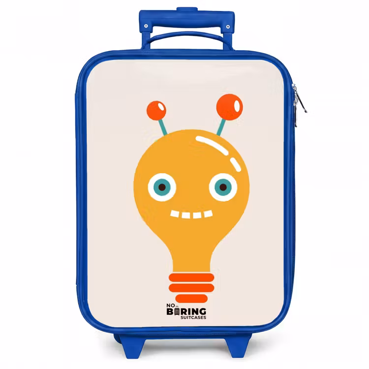 Kinderkoffer - Blauw - Gloeilamp robot met grote ogen — 1