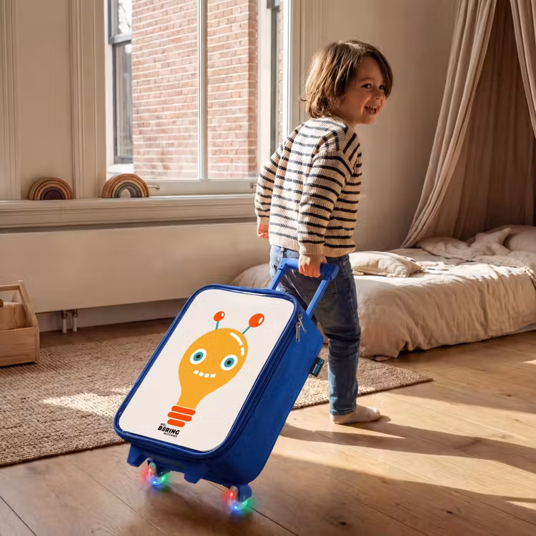 Kinderkoffer - Blauw - Gloeilamp robot met grote ogen — 3