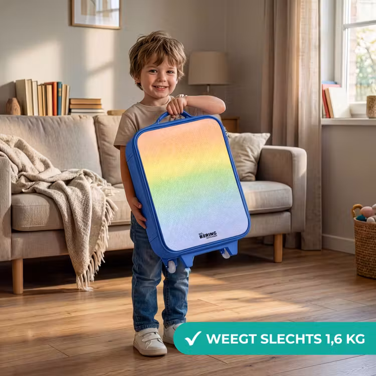 Kinderkoffer - Blauw - Pastel regenboog van krijt — 2