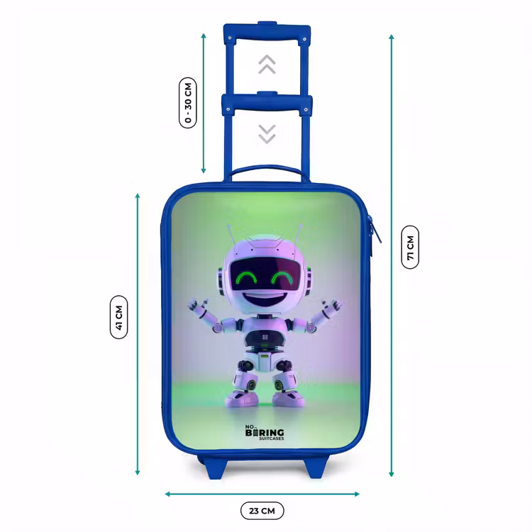 Kinderkoffer - Blauw - Robot met paars en groen licht — 6