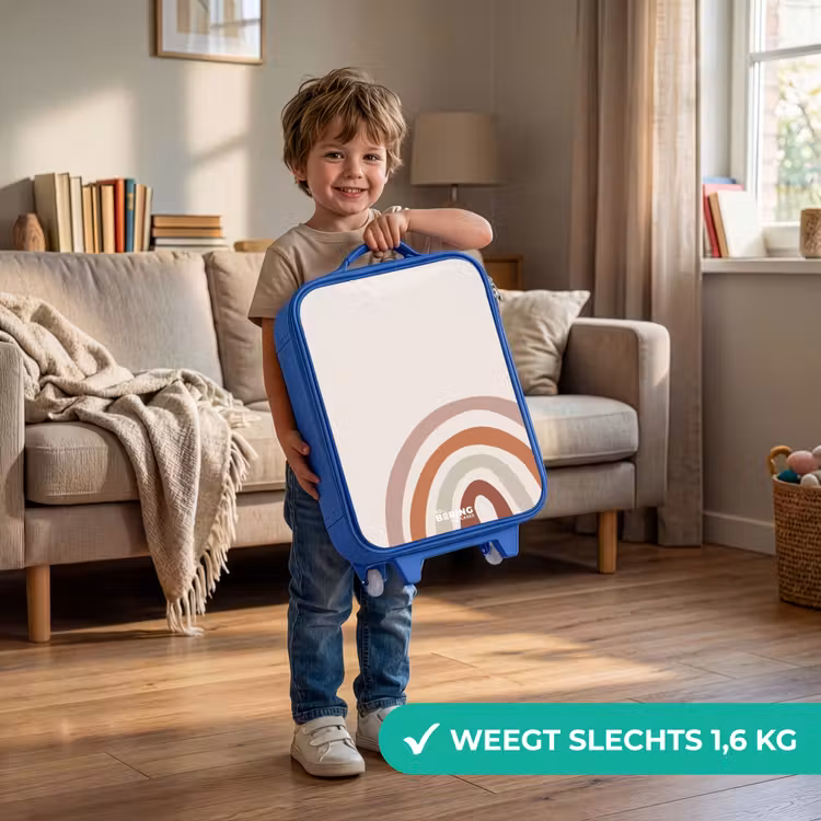 Kinderkoffer - Blauw - Ruwe regenboog naturel — 2