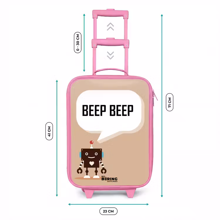 Kinderkoffer - Roze - Donkerbruine robot met een tekst — 6