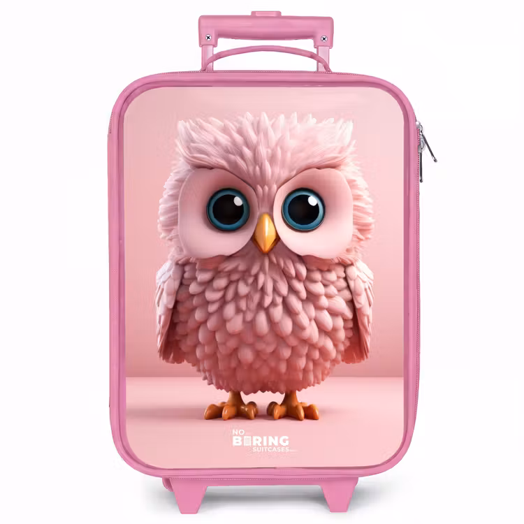 Kinderkoffer - Roze - Roze uil met blauwe ogen — 1