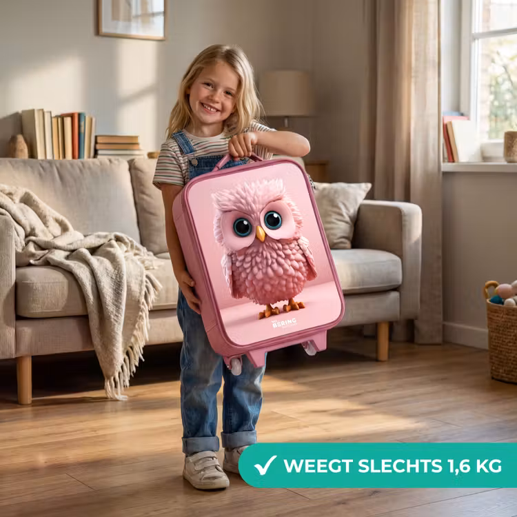 Kinderkoffer - Roze - Roze uil met blauwe ogen — 2