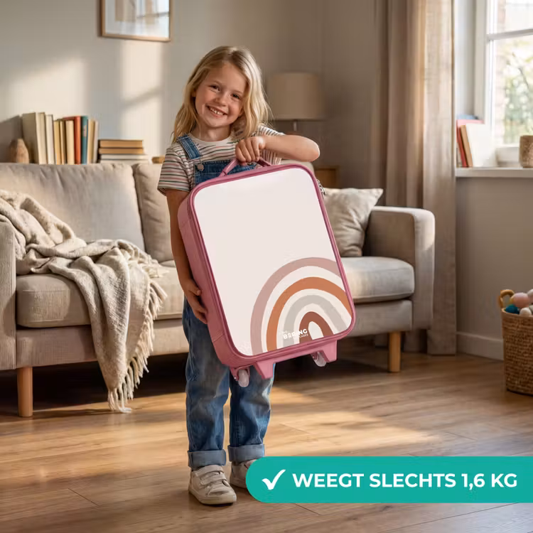 Kinderkoffer - Roze - Ruwe regenboog naturel — 2