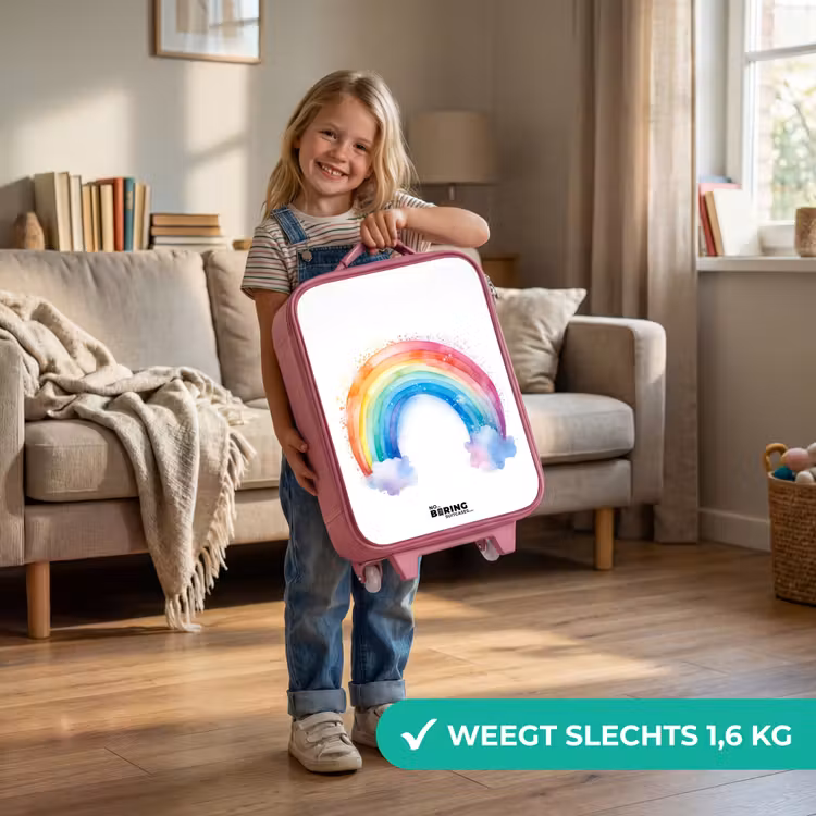 Kinderkoffer - Roze - Waterverf regenboog — 2