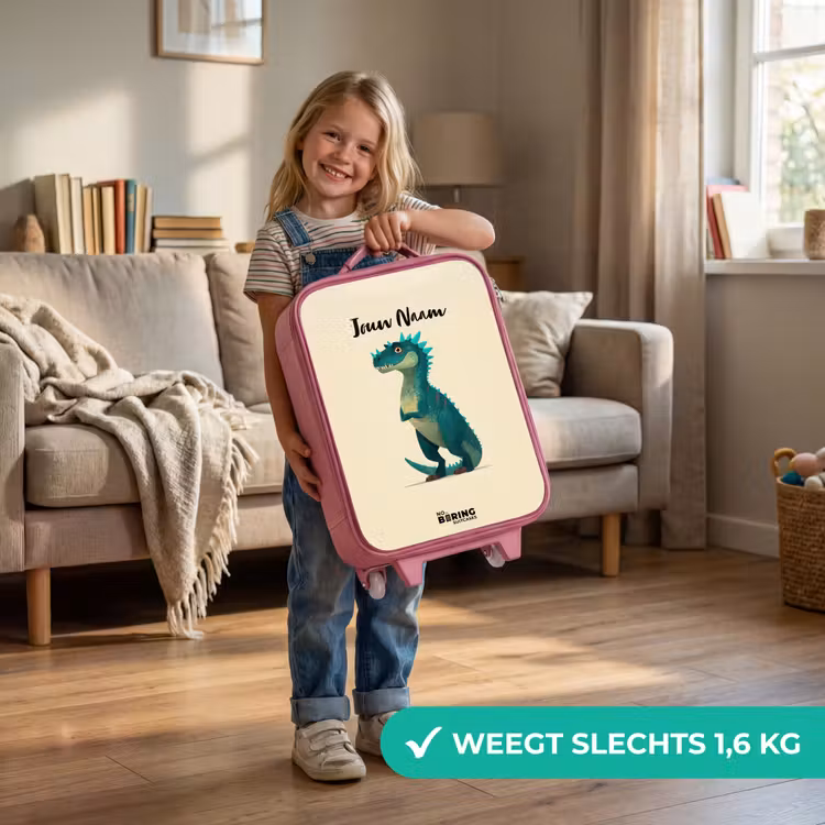 Kinderkoffer - Roze - Dino - Dier - Blauw - Groen — 2