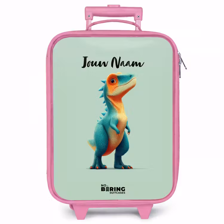 Kinderkoffer - Roze - Dino - Dier - Groen - Oranje — 1