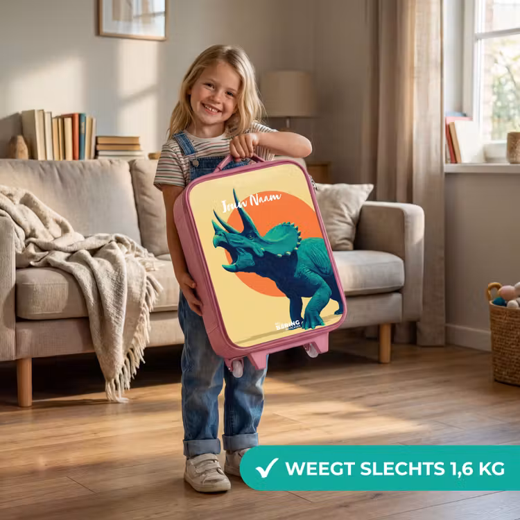 Kinderkoffer - Roze - Dino - Triceratops - Dier — 2
