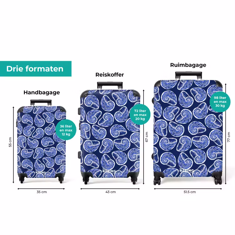 Koffer - Blauwe schelpen patroon — 8