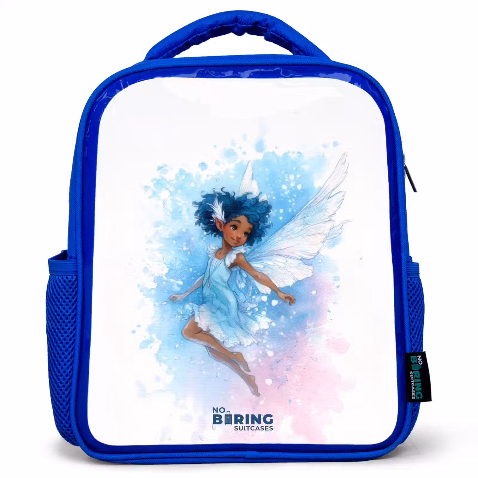 Kinderrugzak met naam - Blauw - Vliegende fee in blauwe tinten — 1