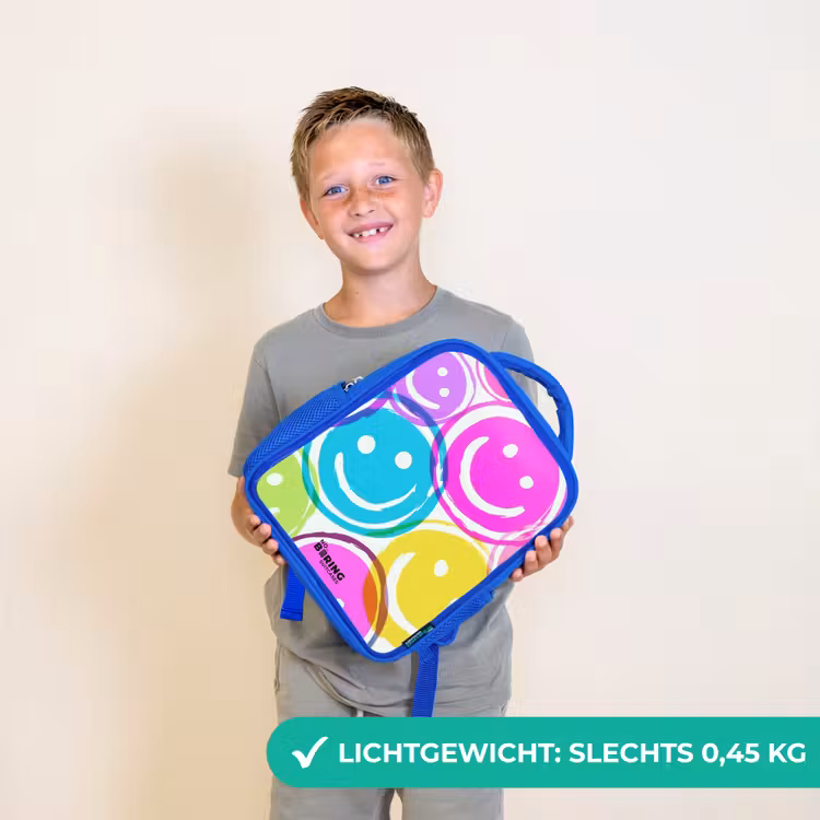 Kinderrugzak met naam - Blauw - Kleurrijke glimlachexplosie — 2