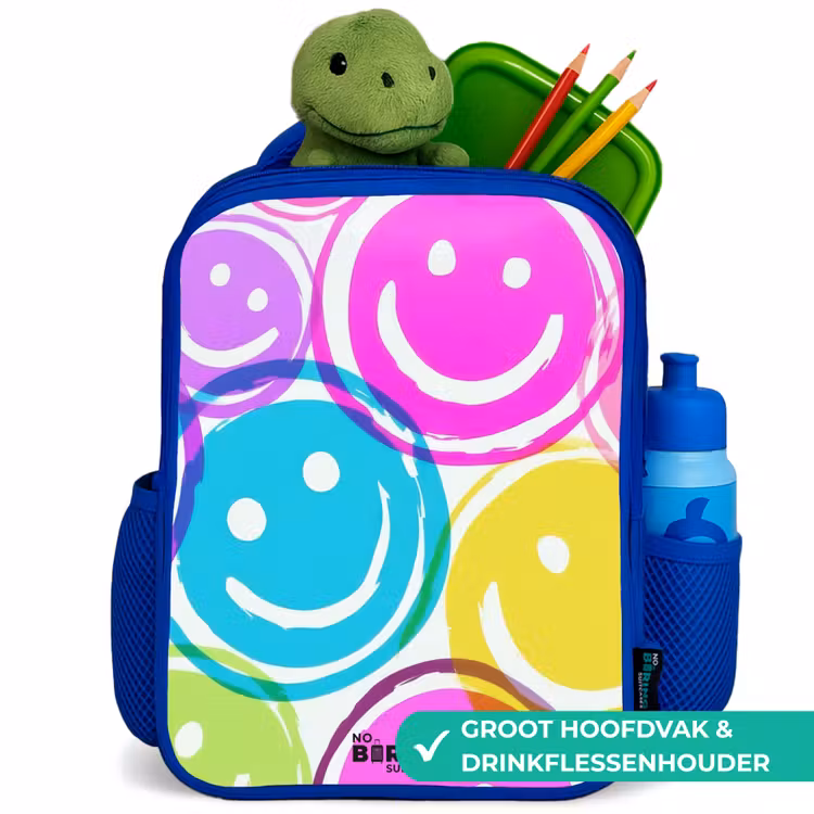 Kinderrugzak met naam - Blauw - Kleurrijke glimlachexplosie — 5