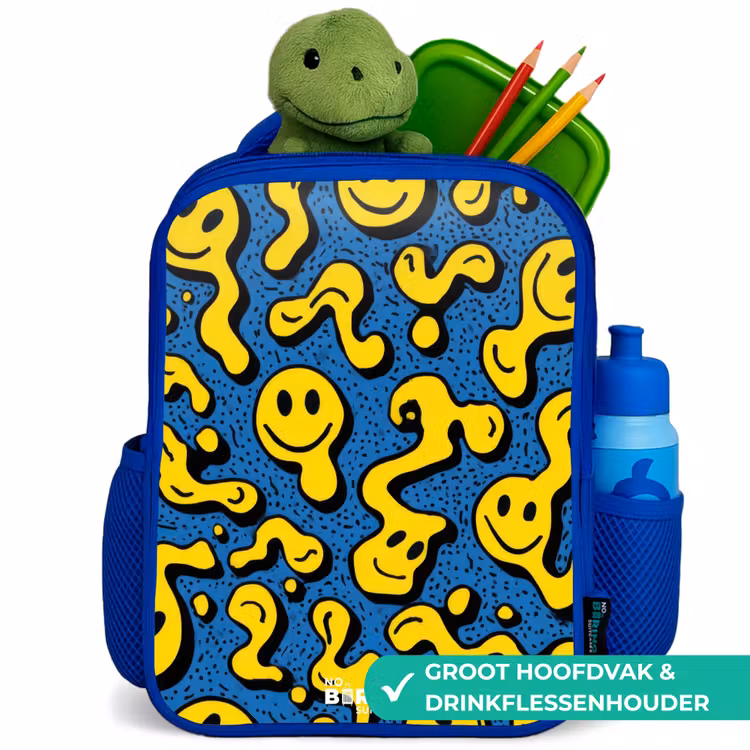 Kinderrugzak met naam - Blauw - Smiley - Geel - Blauw — 5