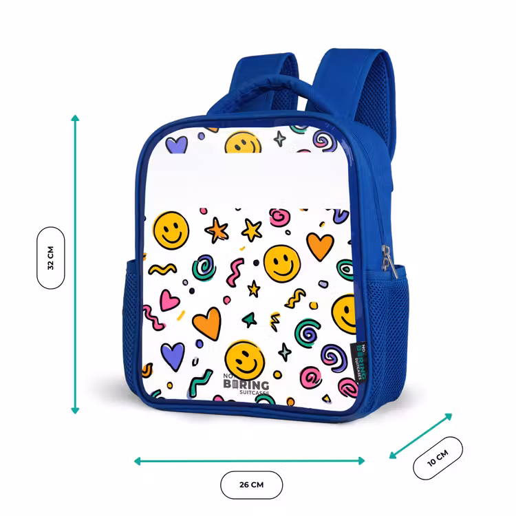 Kinderrugzak met naam - Blauw - Smiley - Hartje - Ster — 6