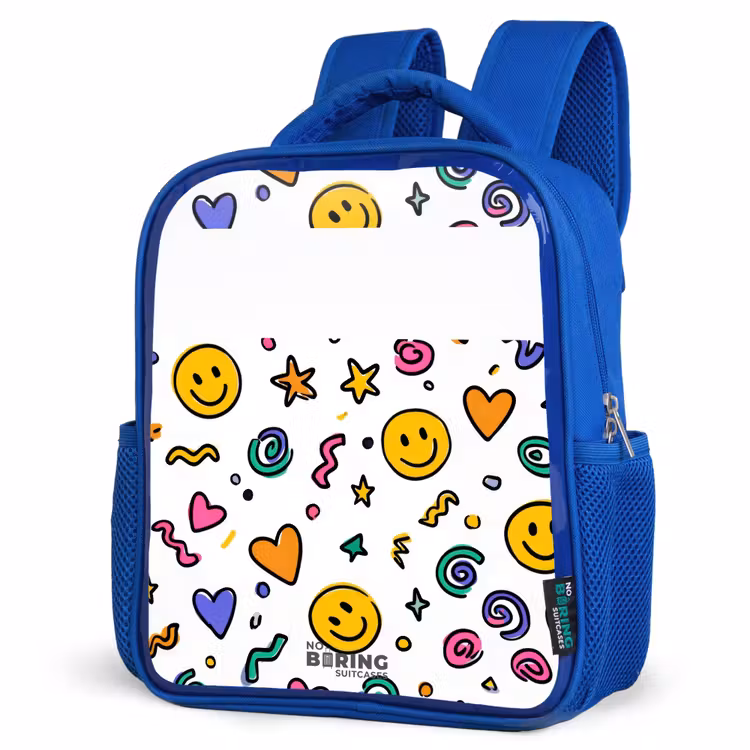 Kinderrugzak met naam - Blauw - Smiley - Hartje - Ster — 9