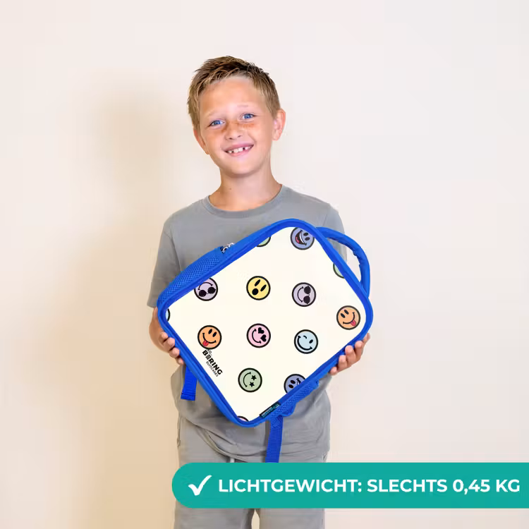 Kinderrugzak met naam - Blauw - Speelse smiley-mix — 2