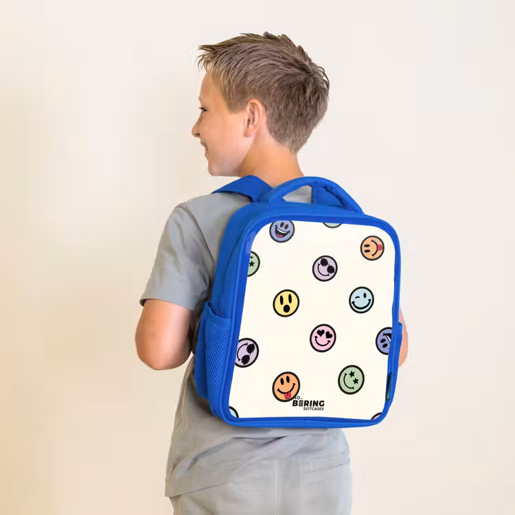 Kinderrugzak met naam - Blauw - Speelse smiley-mix — 3