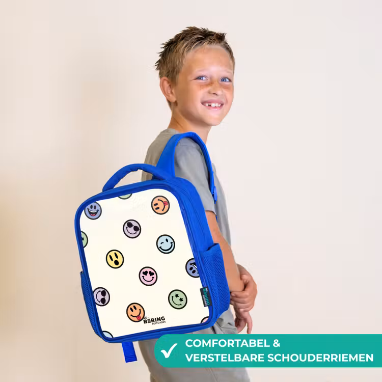 Kinderrugzak met naam - Blauw - Speelse smiley-mix — 4