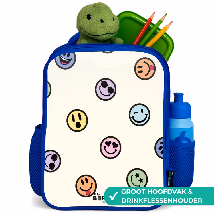 Kinderrugzak met naam - Blauw - Speelse smiley-mix — 5
