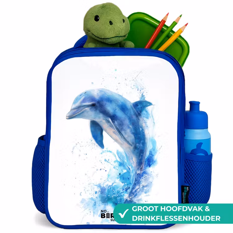 Kinderrugzak met naam - Blauw - Springende blauwe dolfijn — 5