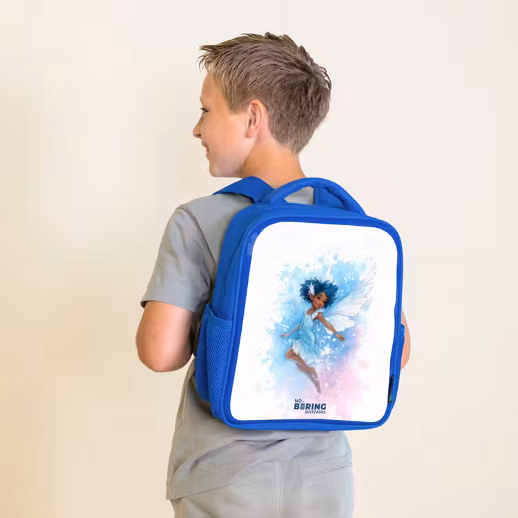 Kinderrugzak met naam - Blauw - Vliegende fee in blauwe tinten — 3