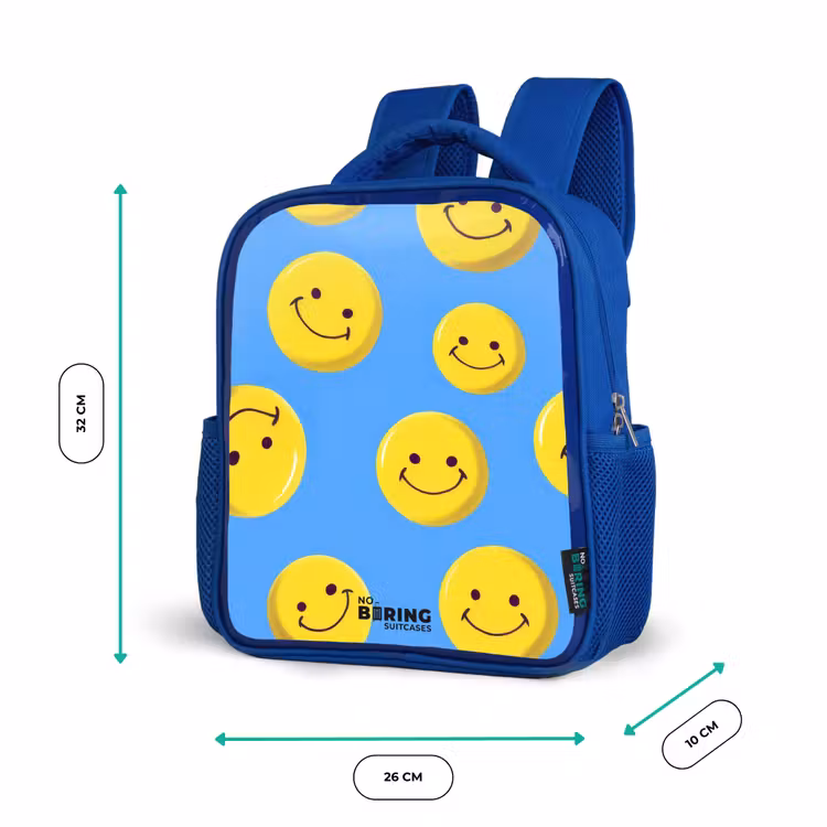 Kinderrugzak met naam - Blauw - Vrolijke smileyregen — 6