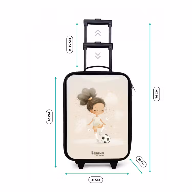 Kinderkoffer - Meisje met een voetbal in beige kleuren — 6