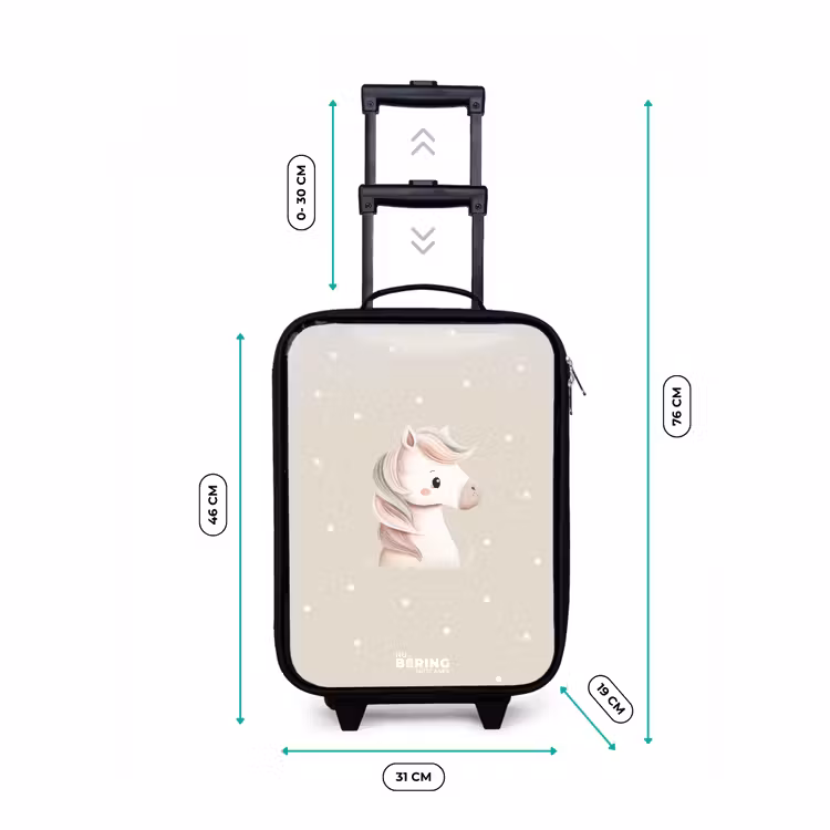 Kinderkoffer - Pony omringd door stippen in beige kleuren — 6
