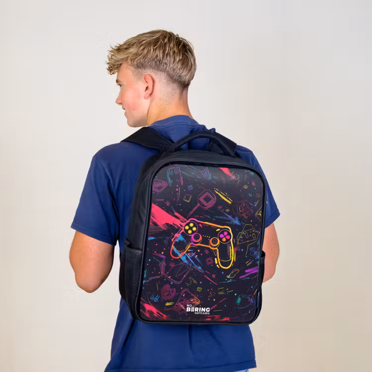 Kinderrugzak - Zwart - Gamerwereld in neonstijl — 6