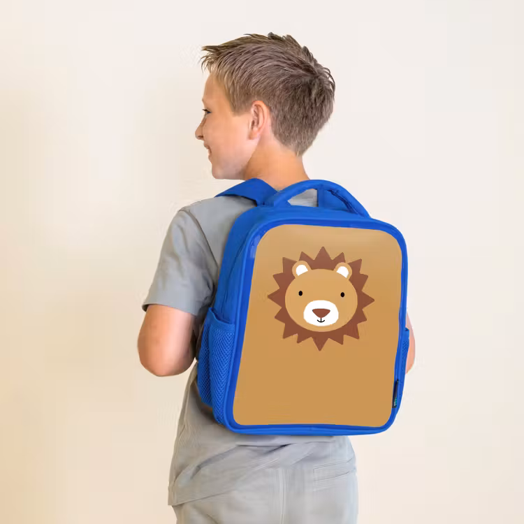 Kinderrugzak - Blauw - Dierenportret - Leeuw - Bruin — 3