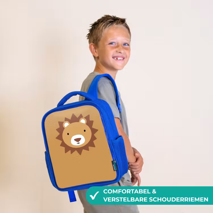 Kinderrugzak - Blauw - Dierenportret - Leeuw - Bruin — 4