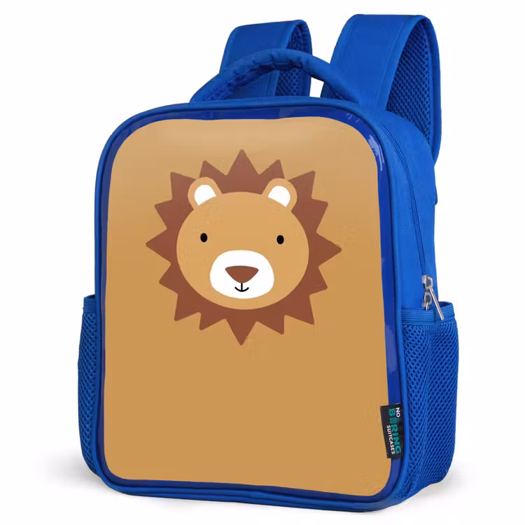 Kinderrugzak - Blauw - Dierenportret - Leeuw - Bruin — 9