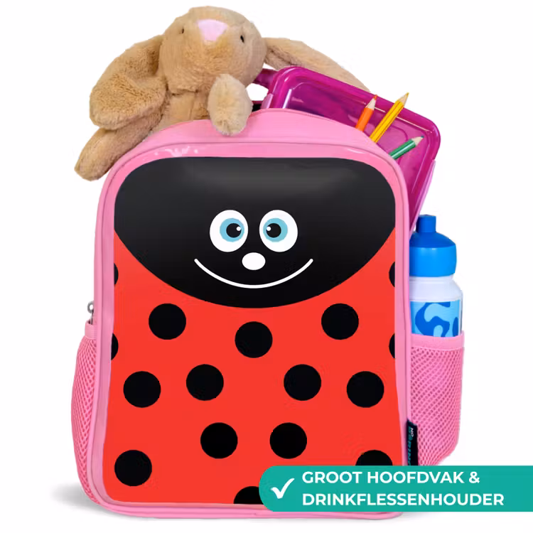 Kinderrugzak - Roze - Dierenportret - Lieveheersbeestje - rood — 2